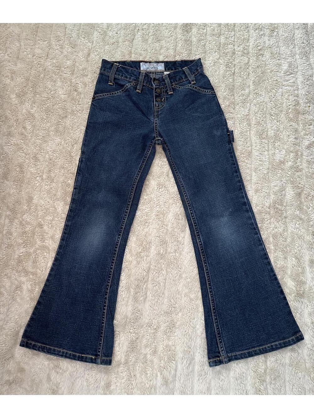 Levi's Strauss Signature Girl's denim jeans Size 7 medium wash relaxed flared